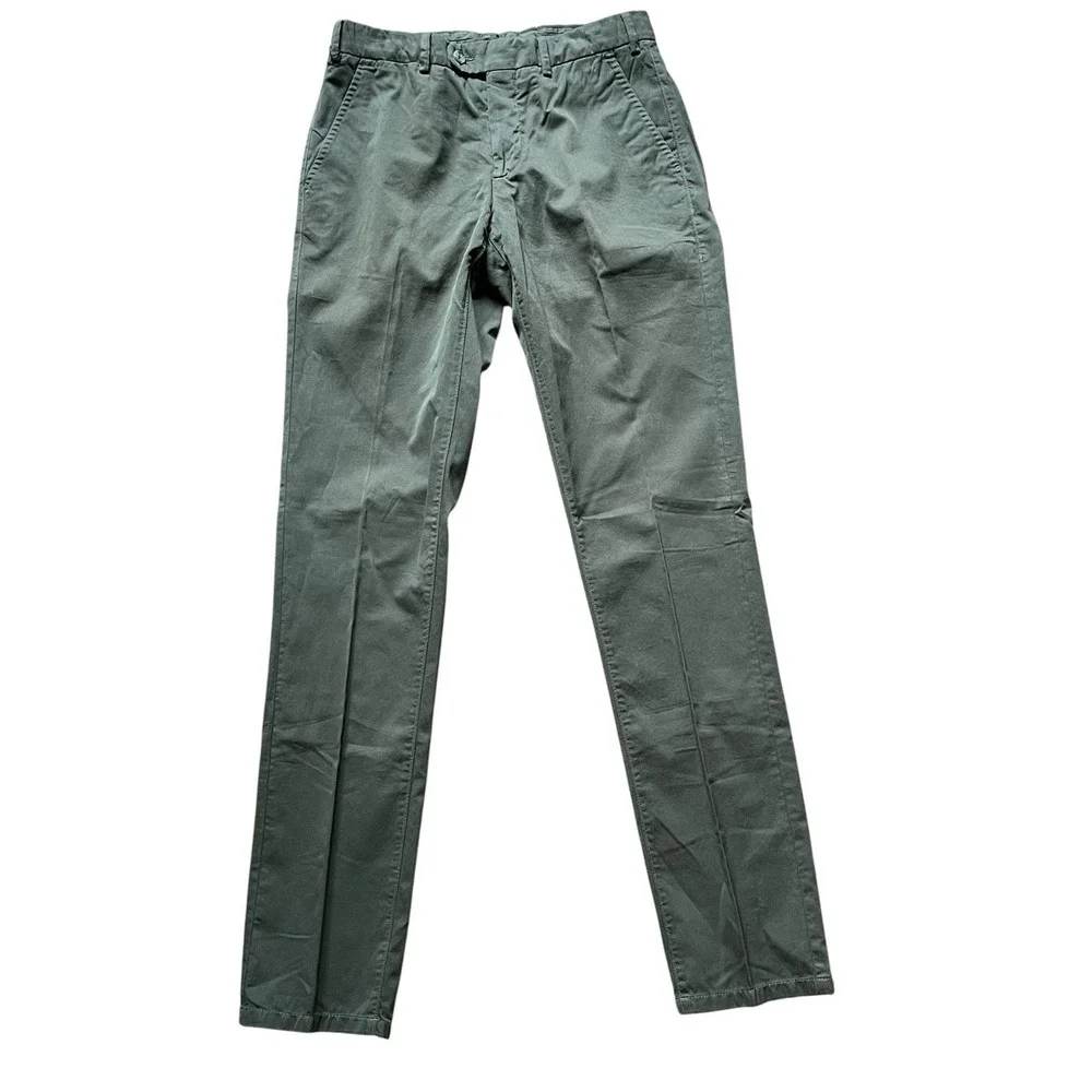 Suit Supply Porto Trousers Olive Green Cotton Size 30 X 34